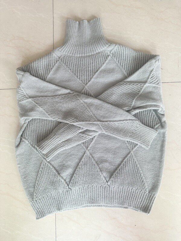 高领毛衣女士2025新款秋冬拼接加厚宽松外穿毛衣针织衫内搭打底衫