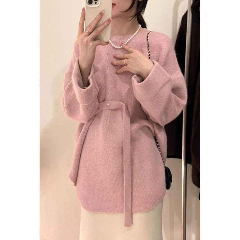 Maternity Dress Suit Outfit Guide Knitted Bottoming Warm Sweater New Year Red 2024 New Autumn and Winter