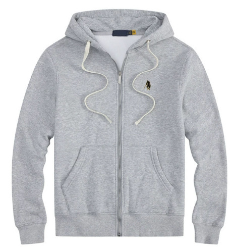 外贸爆款加绒小马秋冬RL连帽开衫纯色卫衣刺绣宽松大码保罗男装Po