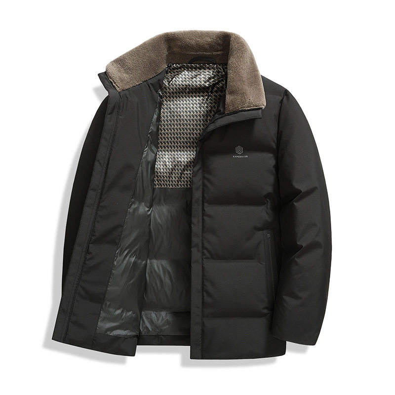 Men's Short down Jacket for Middle-Aged and Elderly, Business Casual Wool Lapel Coat, Dad's Wear, Men's 2025 Winter New Model