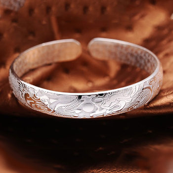 Jiahui Taobao Mall hot sale factory direct jewelry ethnic style silver plated bracelet dragon and phoenix auspicious bracelet wholesale