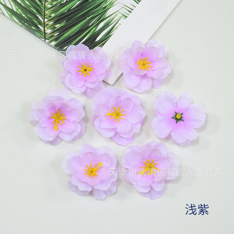 桃花花朵批发婚礼撒花簪花装饰梅花绢布花头舞蹈服道具花蛋糕假花