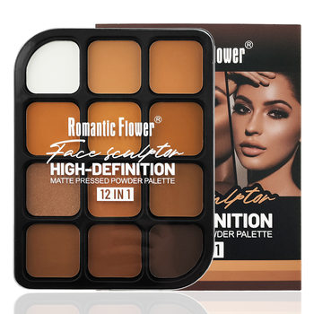 Cross-Border Export of 12-Color Contouring Highlighter Powder Palette, Oil-Controlling, Matte, Waterproof, Multi-Color Facial Makeup Contouring Powder