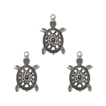 DIY zinc alloy jewelry accessories hollow texture tortoise tortoise tortoise pendant necklace beaded keychain pendant