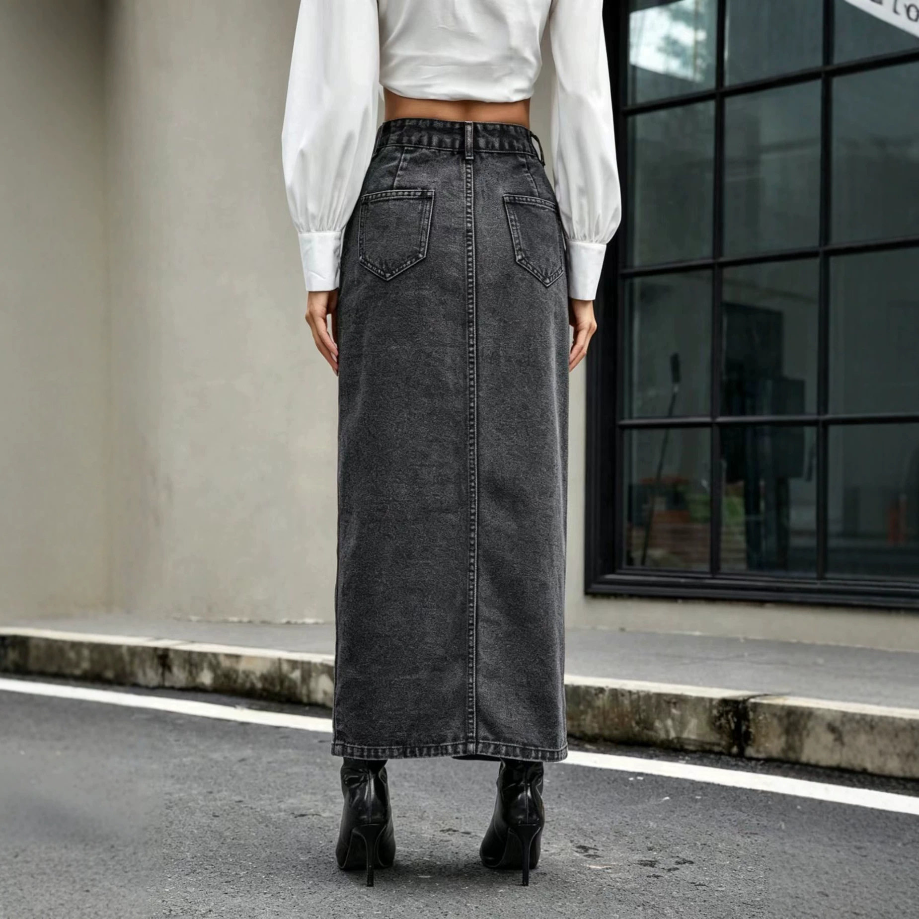 Vintage Inspired Denim Skirt Multi Button Design Trendy Style Casual Wear Ready to Ship Low MOQ