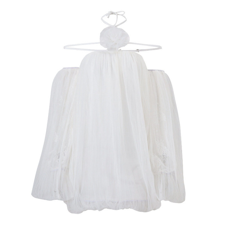 Elegant Floral Tassel Mesh Halter Neck Off Shoulder Lantern Sleeve Dress Sexy Chic Winter Collection Wholesale