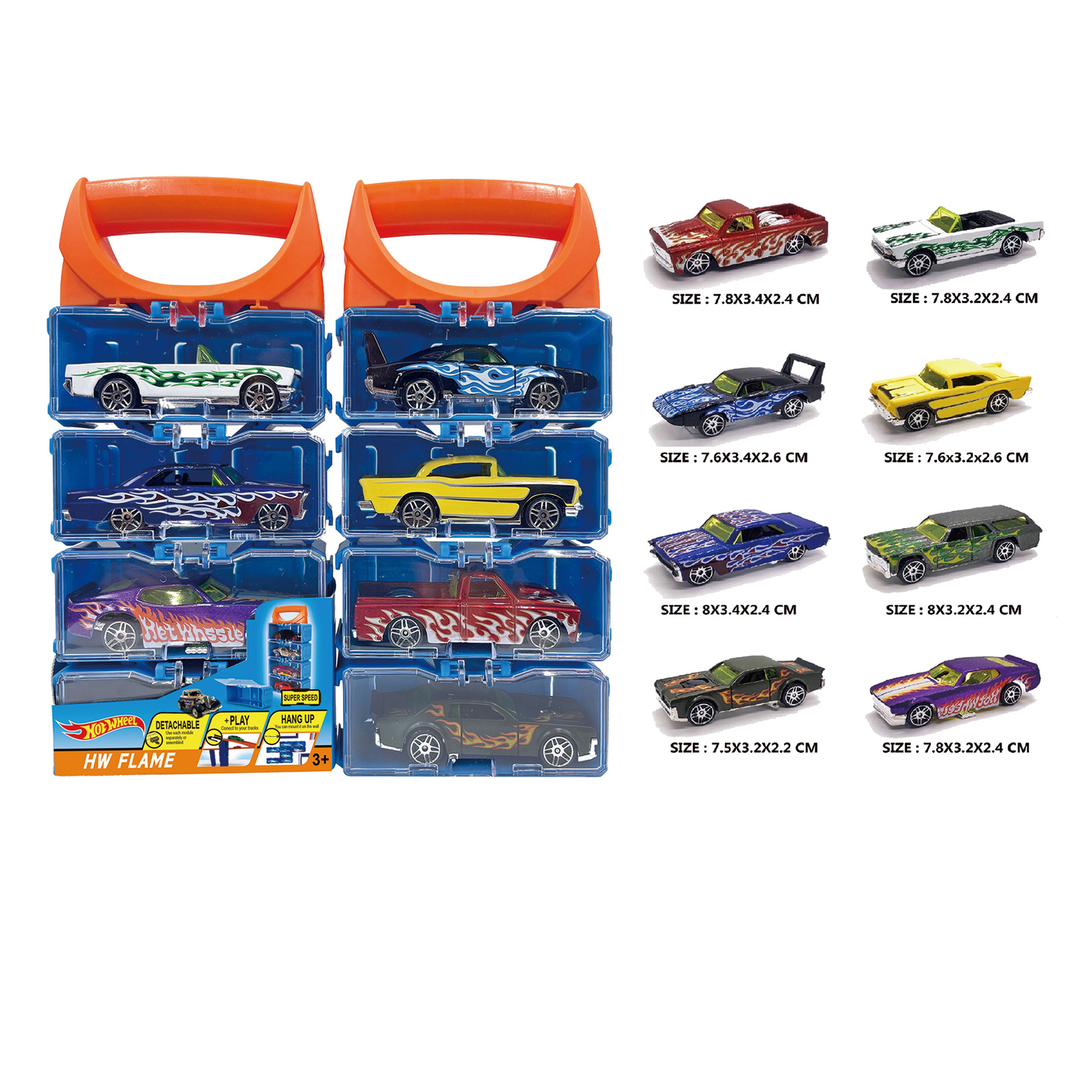 1：64合金车子 耐摔防摔玩具车 手提盒合金车仔套装 合金哈雷摩托