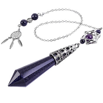 Natural crystal stone hexagonal column pendant spirit swing with dream net six-pointed star pendant crystal bead chain Spirit swing jewelry