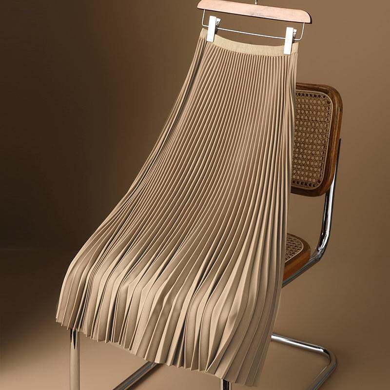 New Chinese-Style Mamian Skirt with Classical Hanfu Cheongsam Lining, Pleated Skirt for Daily Commuting, Long Half Skirt