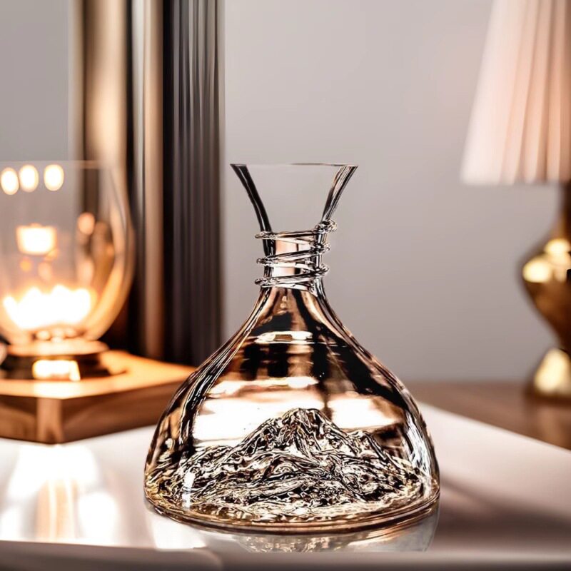 European Style Light Luxury Iceberg Waterfall Fast Wine Decanter Household Crystal Glass Wine Filter Decanter