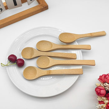 Unvarnished bamboo spoon wooden spoon soup for eating long handle coffee small bamboo spoon honey jam spoon dessert spoon lettering