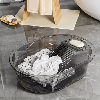 Laundry Tub with Washboard Integrated Household Extra-Large Baby Household Student Dormitory Footbath Washbasin