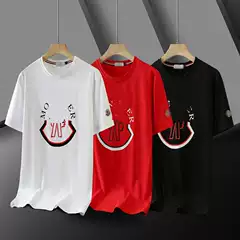 Foreign trade original order Summer New Scissors Cotton Ice Silk T-shirt Short-sleeved Men's Business Badge British Trendy Men's Light Luxury
