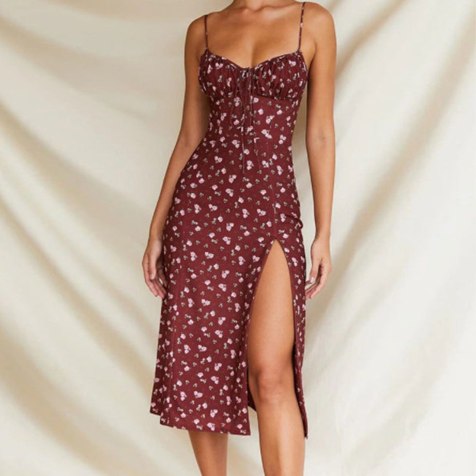 Floral Print Backless Bodycon Midi Dress Plus Size Sleeveless Slim Fit Comfortable Fabric Summer Party Wear OEM