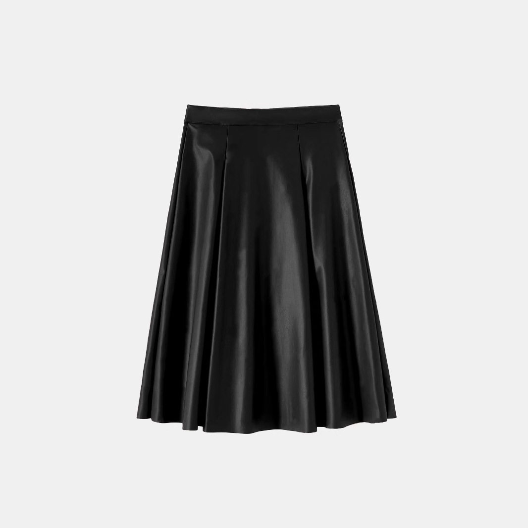 Vintage Inspired PU Midi Skirt Casual Flared Design Comfortable Fit Perfect for Everyday Wear Wholesale Available