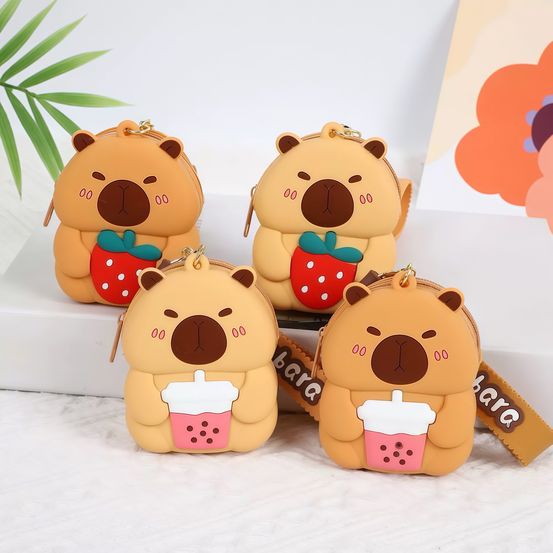 Kapibala Silicone Coin Purse Cute Silicone Storage Bag Card Holder Spring Festival Small Gift Children's Backpack Pendant Wholesale