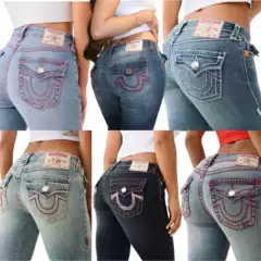 European and American Cross-Border Women's Clothing True Religion Retro Fashion Embroidered High-Waisted Tight-Fitting Sexy Bootcut Jeans