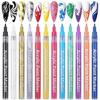 Cross-border Amazon nail painting pen 24 color acrylic paint graffiti nail DIY quick-drying point flower Gouline pen