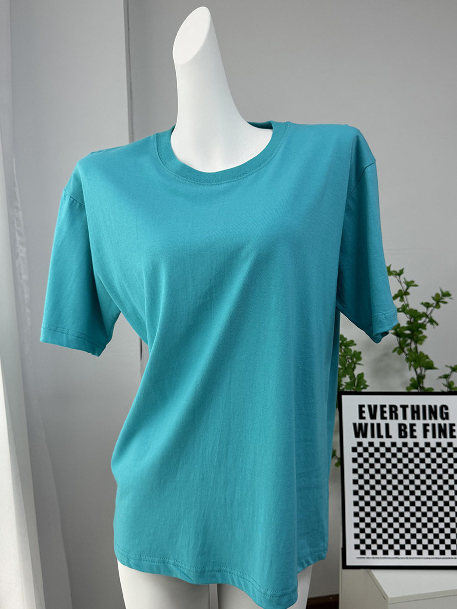Womens 100 Cotton Solid Color T Shirt Round Neck Short Sleeve Versatile Style Spring Summer Collection Wholesale
