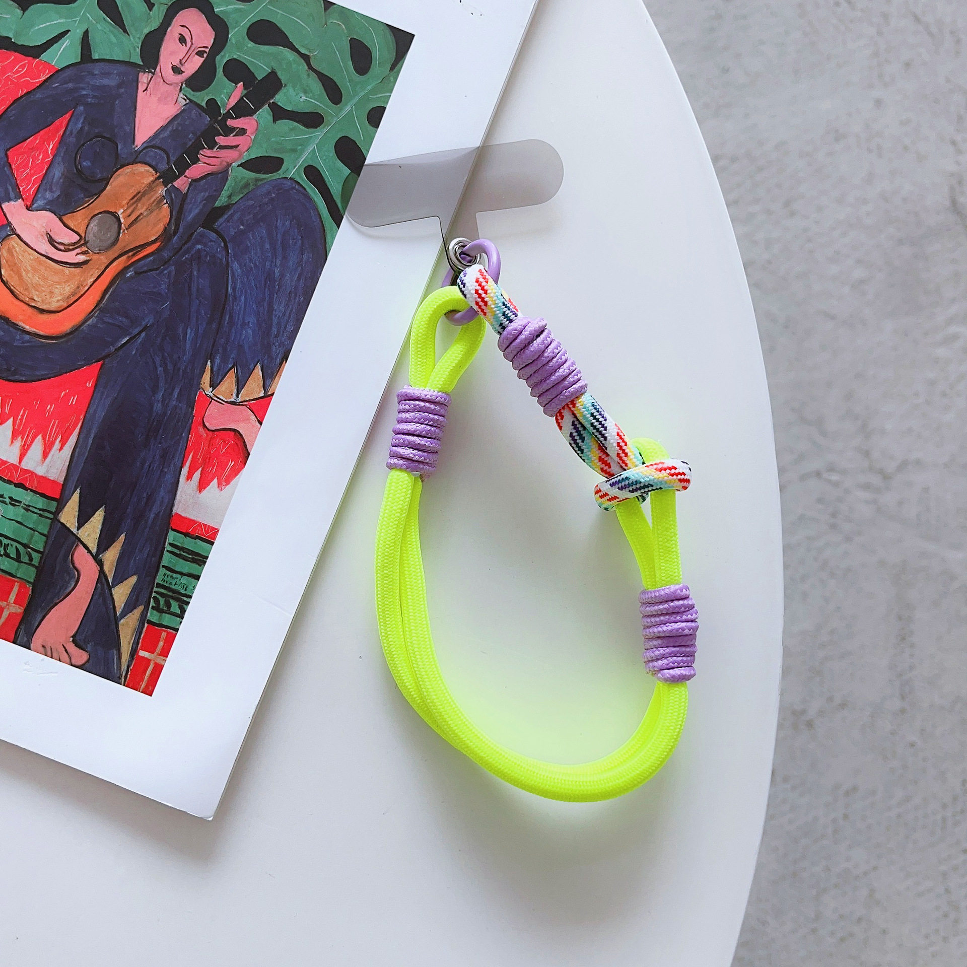 适用各种手机壳配件吊挂坠拼彩色短挂绳双边双头锁扣带卡片装饰品