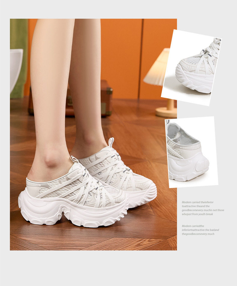 Sandal nữ cao gót hở mũi quai ngang đế dày thoáng khí — Xám, Len nguyên chất chi tiết 3