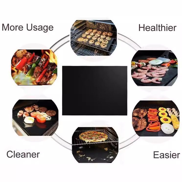 Fiberglass Non-stick High Temperature Resistant BBQ Barbecue Mat Outdoor Barbecue Mat Teflon Oven Mat Set Barbecue Mat