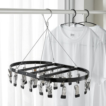 Aluminum alloy socks rack Net Red dark green matching socks rack with windproof buckle multi-clip multi-head drying rack