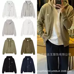 Foreign Trade Cross-Border E-Commerce Autumn and Winter Sweatshirt with Small Heart Pocket, Zipper, Embroidery, Hooded Casual Jacket, Unisex