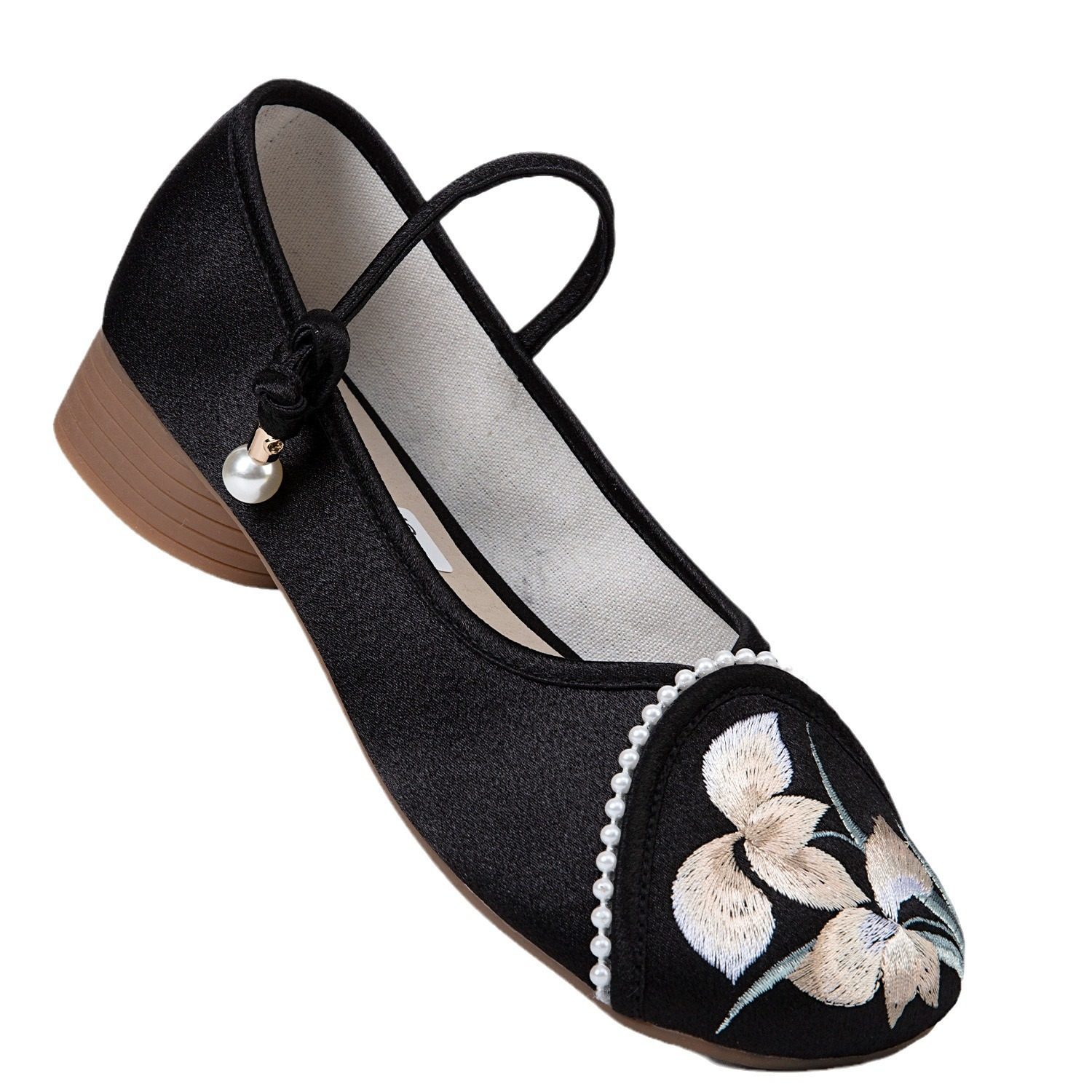 Han Dynasty Shoes Embroidered Shoes Autum New Retro Home Ethnic Style Ancient Style Shallow Mouth Embroider Comfortable Cloth Shoes Shoes for Women