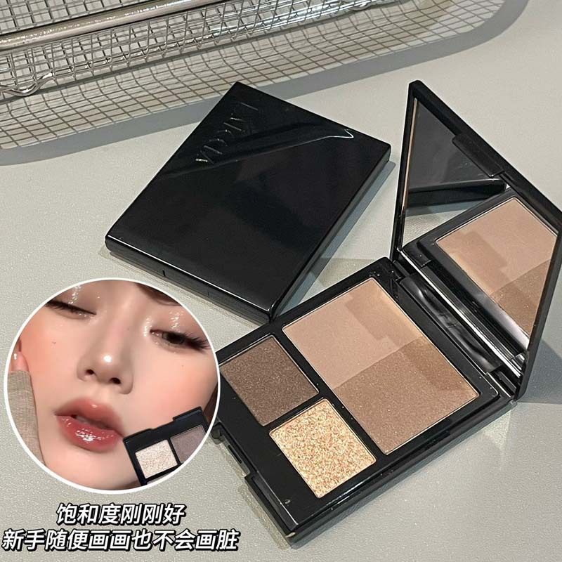 FAICCIA Four-color Eyeshadow Plate Ins Style Matte Pearlescent Sequins Smoky Makeup Grey-brown Commuter Eyeshadow Integrated Plate