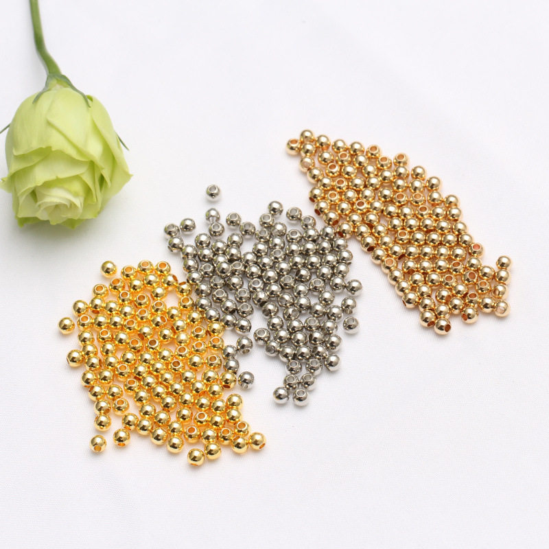 diy饰品手工串珠散珠 14K包金保色珠转运珠隔珠小金珠 光面实心珠