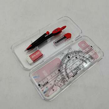 Pioneer 3072 Golden List Compass and Ruler Set for Students, Includes Compass, Ruler, Eraser, Transparent Case, Seven Pieces