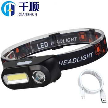 Multi Function USB interface charging headlight COB outdoor emergency headlight 18650 battery lighting lamp