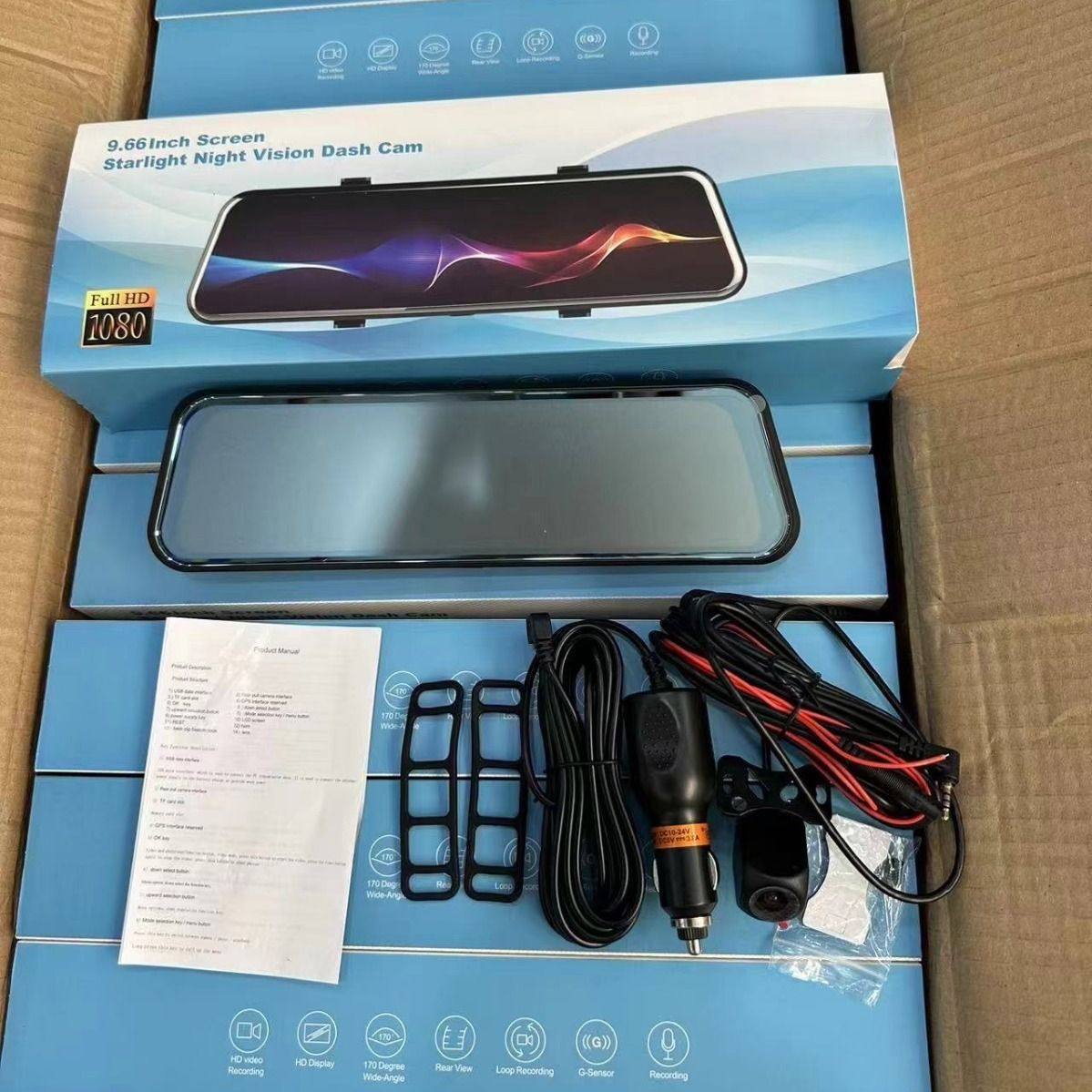 2K HD 1080p 10 inch Touch streaming media HD video inch dual lens rearview mirror driving recorder