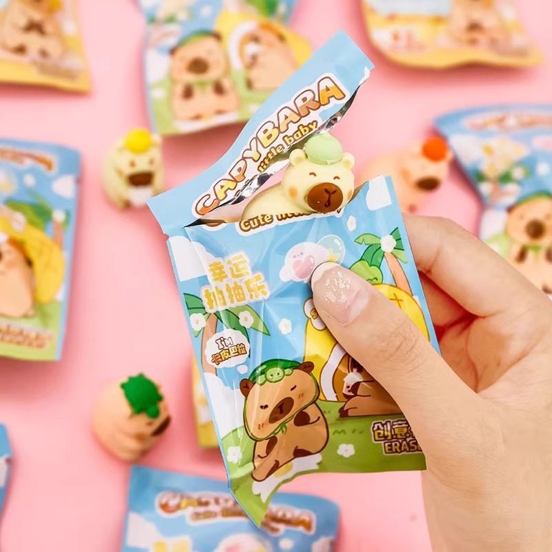 Creative Capibala Blind Box Capybara Rubber Blind Bag Children's Gift Primary School Student Award Gift Kindergarten Prize