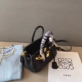 Black 20CM cowhide bag with silk scarf