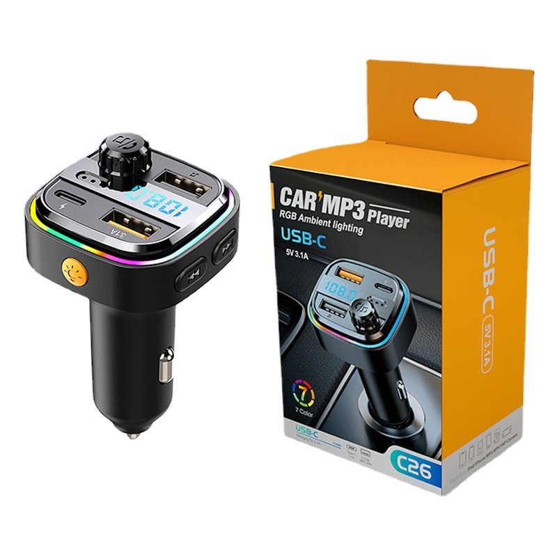 New Bluetooth mp3 car charger player multi-function wired car fm transmitter usb car charger