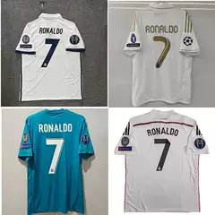 Retro 011-18 Real Madrid Jersey Classic No. 7 Ronaldo Jersey Moisture-Absorbent Quick-Drying Breathable Pre-Match Warm-Up Football Jersey