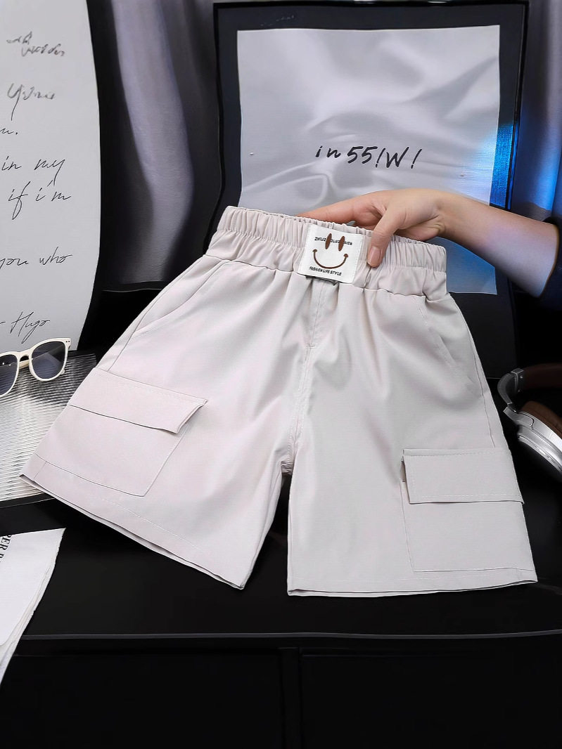 Boys' Summer Shorts, Thin New Style, Big Kids Casual Multi-Pocket Loose Five-Inch Cargo Shorts