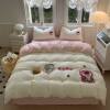 New Cute Towel Embroidered Four-Piece Set Washed Cotton Quilt Cover Girl Student Dormitory Bed Three-Piece Set Factory Direct Sale