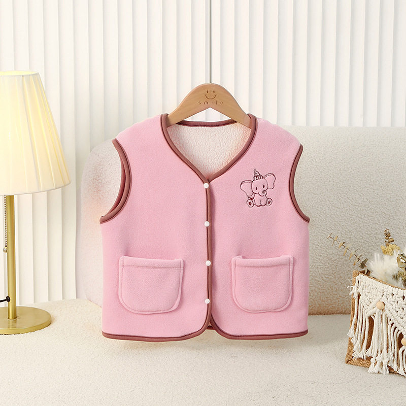 Children's Fleece-Lined Vest, Autumn & Winter Baby Thermal Waistcoat, Boys' Inner/Outer Wear, Infant & Toddler Girls' Thickened Gilet