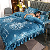 New thickened milk velvet four-piece flanged coral velvet quilt cover single-piece winter double-sided warm bed sheet three-piece set