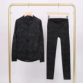 Camouflage jacket and cropped pants suit