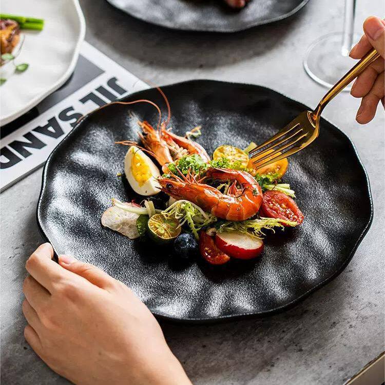 Steak Plate Ceramic Plate Household Set Advanced Sense Tableware Spaghetti Plate Round Plate Commercial Western Food Plate Dish Plate