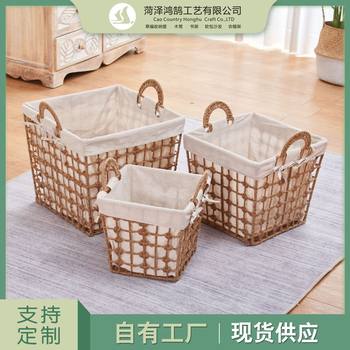 Large storage basket household laundry basket toy storage basket ins laundry basket pastoral rattan simple laundry basket