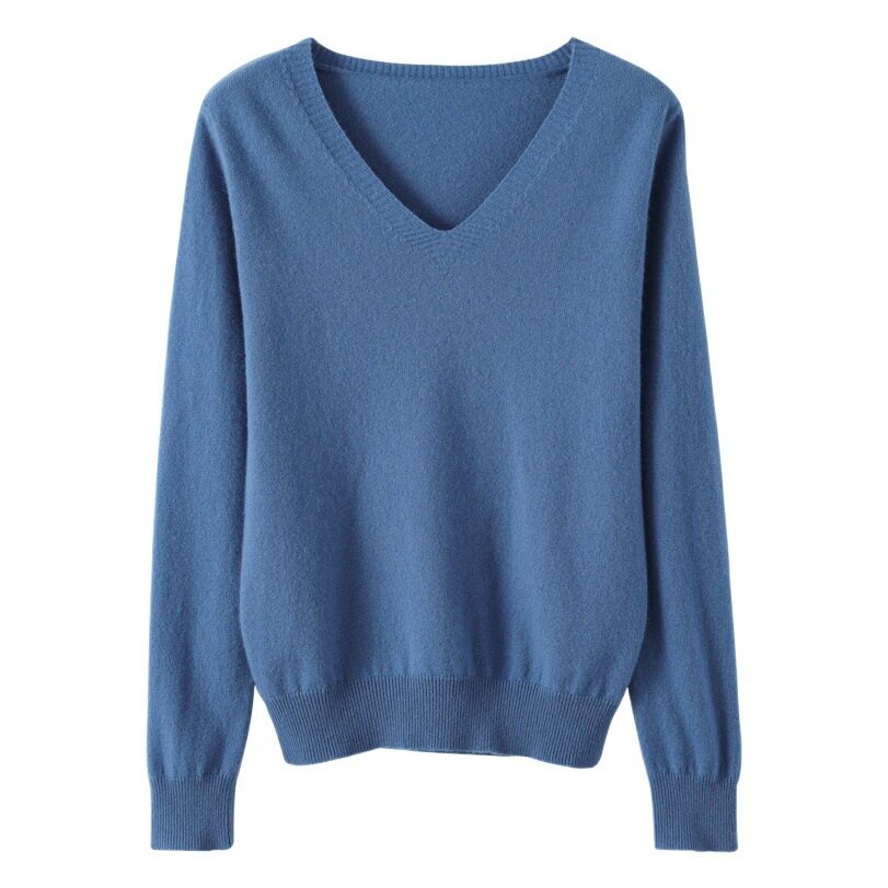 2026 Autumn New Solid Color V-Neck Knitted Pullover Slimming Sweater Thin Stylish Inner Layer