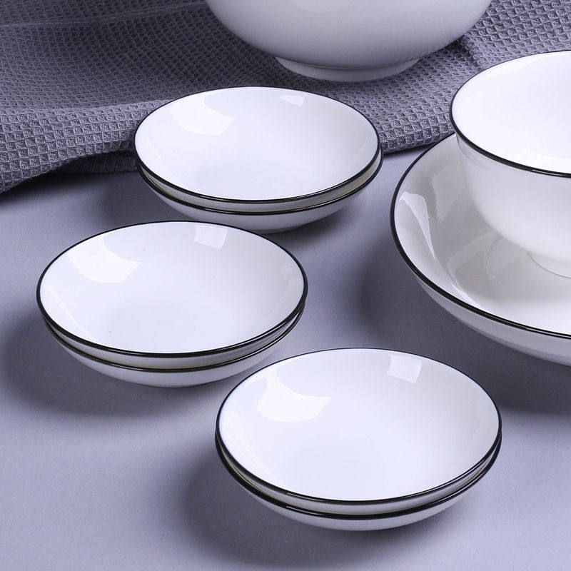 Dessert Plate, White Painted Ceramic Plate, Two-Compartment Plate, Snack Plate, Sauce and Vinegar Plate, Seasoning Plate, Oil Painting Ink Plate