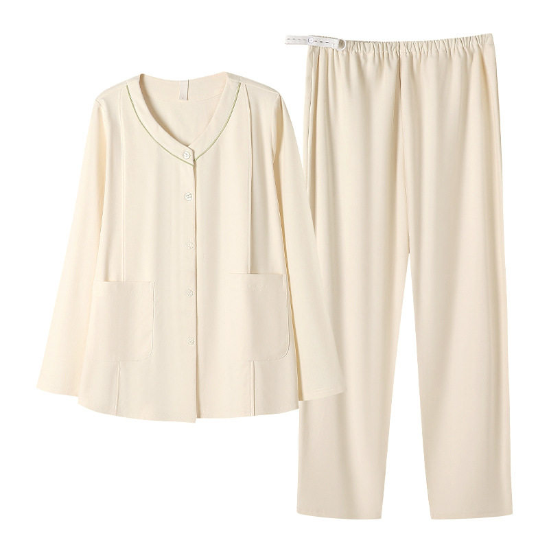 Category 5A Pure Cotton Confinement Clothing Spring and Autum Pure Color Cardigan Maternity Postpartum Breastfeeding Clothing Prenatal Maternity Pajamas for Women