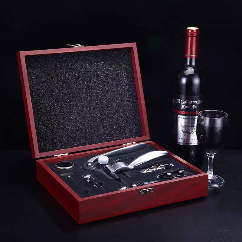 Rabbit head bottle opener nine-piece wine leather box wine bottle opener wine thermometer wine stopper set