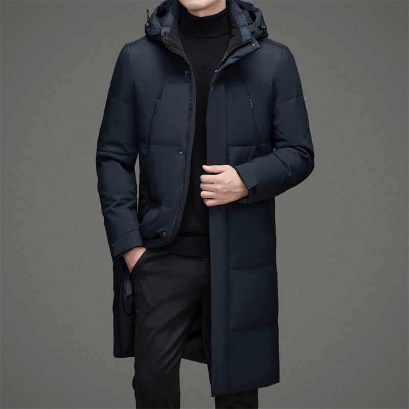 Long down Jacket for Men, Winter 2025 New Fashion, Warm Men's Hooded 90% White Duck down Long Thick Coat